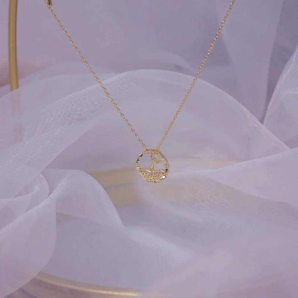 NEW 14K Gold Plated Diamond Mermaid Necklace a